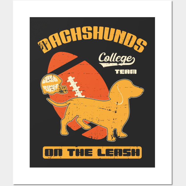 Dachshund American football funny college team Wall Art by Made by Popular Demand